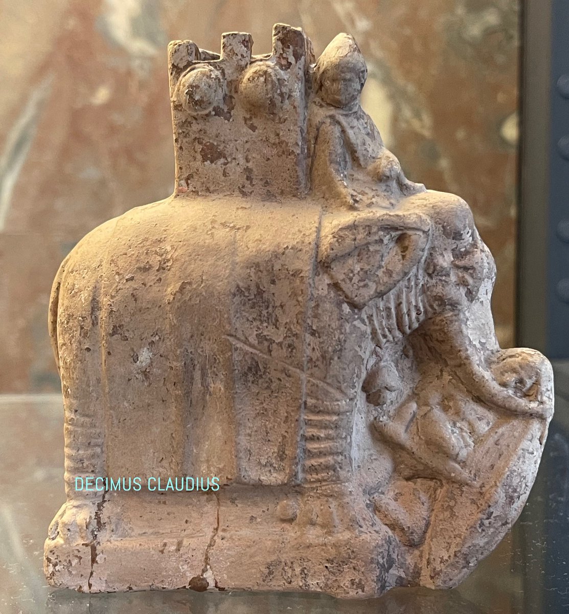 decimusclaudius's tweet image. A Hellenistic (although at the time of creation under Roman rule/domination) terracotta war elephant trampling a Galatian? warrior. Dates to 175-125 BC, found in Myrina on Greek island of Lemnos. This is now on display in the Louvre (Paris, France).

#elephant #greece #louvre