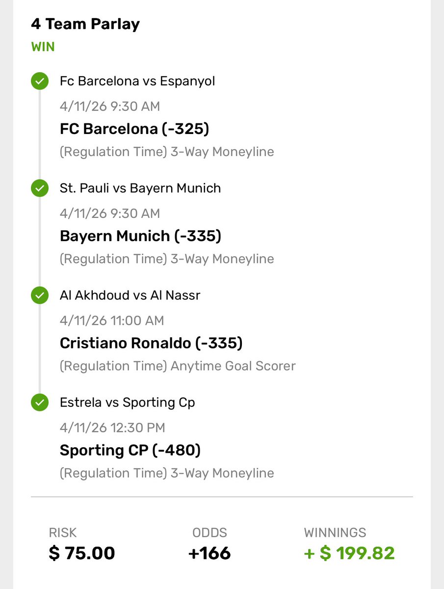 I posted this at 8:59 am; 1 minute before the Bodo game and it was on purpose

I was iffy about them so you would’ve had to take them live and on time in order to lose this bet because they were 1-0 down in 5 and 3-0 down by the 15’

Everything else CASH