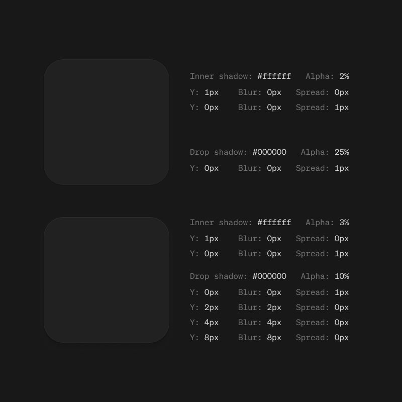 AliGrids's tweet image. The difference between good dark UI and great dark UI?

1px inner shadow at 2% opacity. 1px drop shadow at 25%.

Details matter.

credit to @PixelJanitor