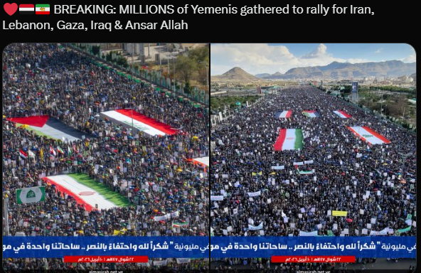 Raniat_Yemen's tweet image. This is the power of unity.

I am Yemeni. I love my land. I will stands by my land's side and by every single Muslim in the world.

God bless you all.
#Yemen #Palestine #Lebanon #Muslim