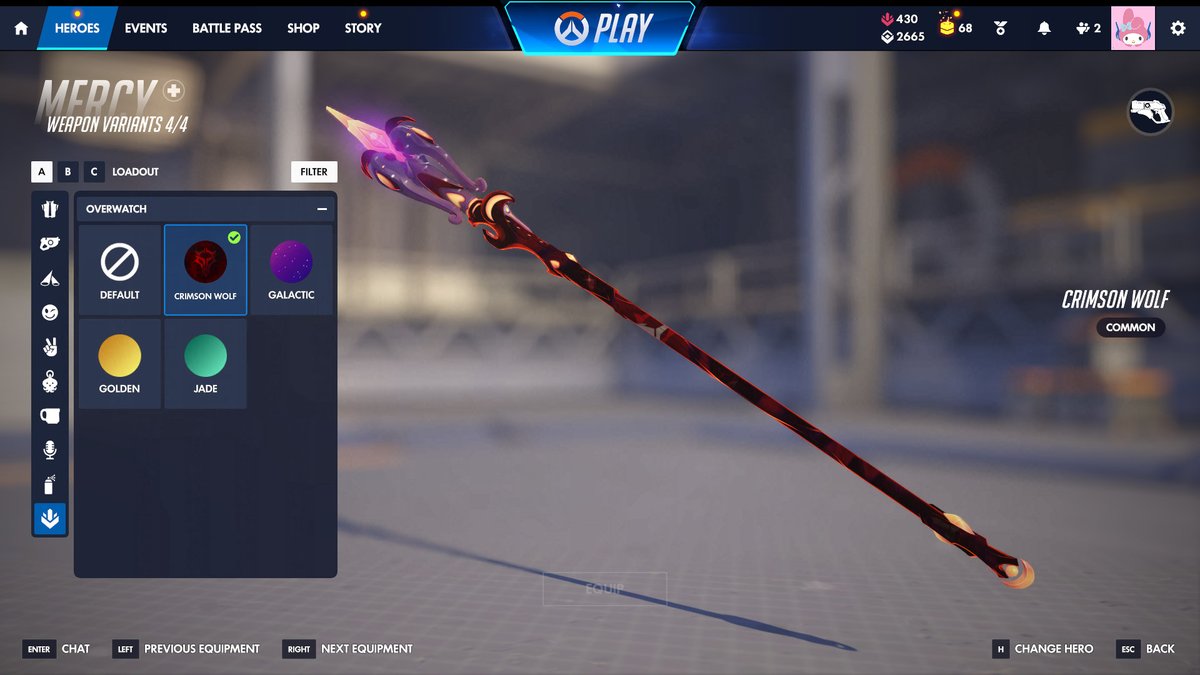 I got Crimson Wolf weapon variant for Mercy ^.^