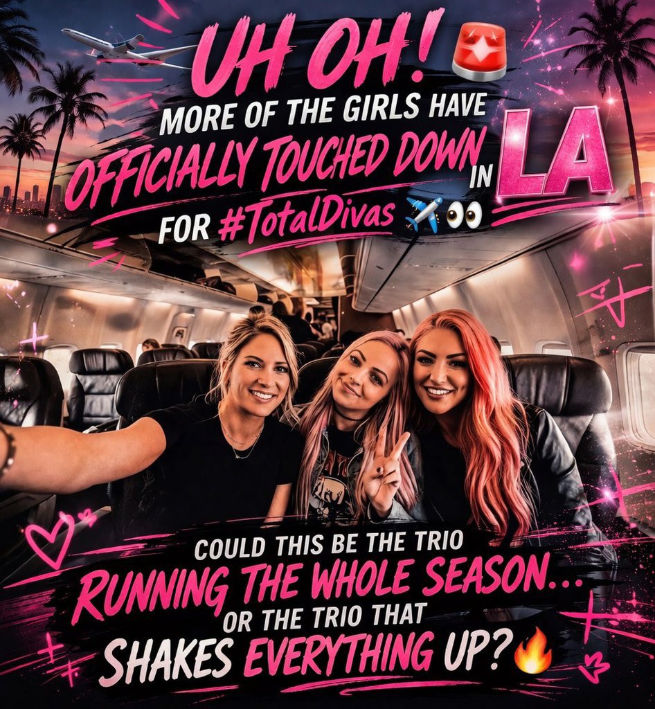 TotalDivasUSA's tweet photo. UH OH! 🚨 @AbideHerEntice, @OnceLivedInAura, and @InfatuationLust JUST touched down in LA for #TotalDivas ✈️ And the energy is already feeling…different. 

Are we looking at the trio that’s about to run the whole season…or the ones about to flip everything upside down? 👀 https://t.co/5unIht0cKZ