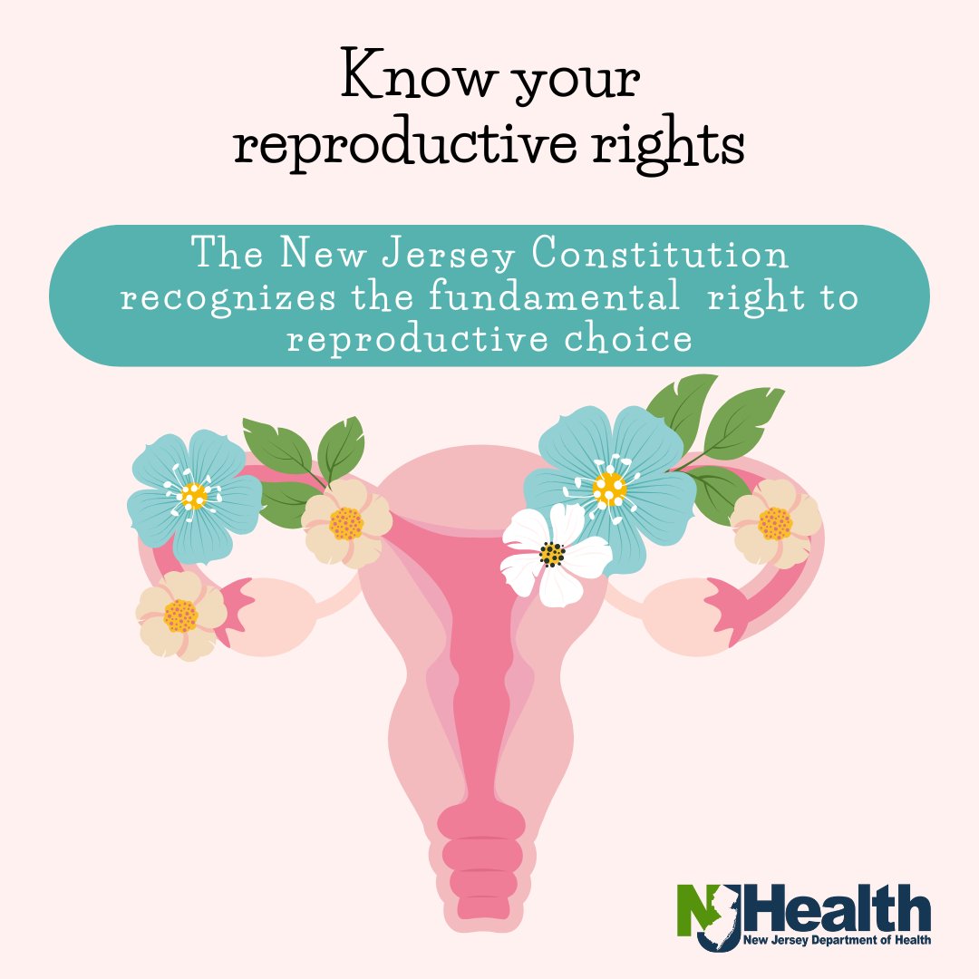 NJDeptofHealth's tweet image. Know your rights: the New Jersey Constitution recognizes the fundamental right to reproductive choice available to all individuals in the State of New Jersey, whether you live here or not. Learn more: reproductivehealth.nj.gov #HealthierNJ #ReproductiveHealth