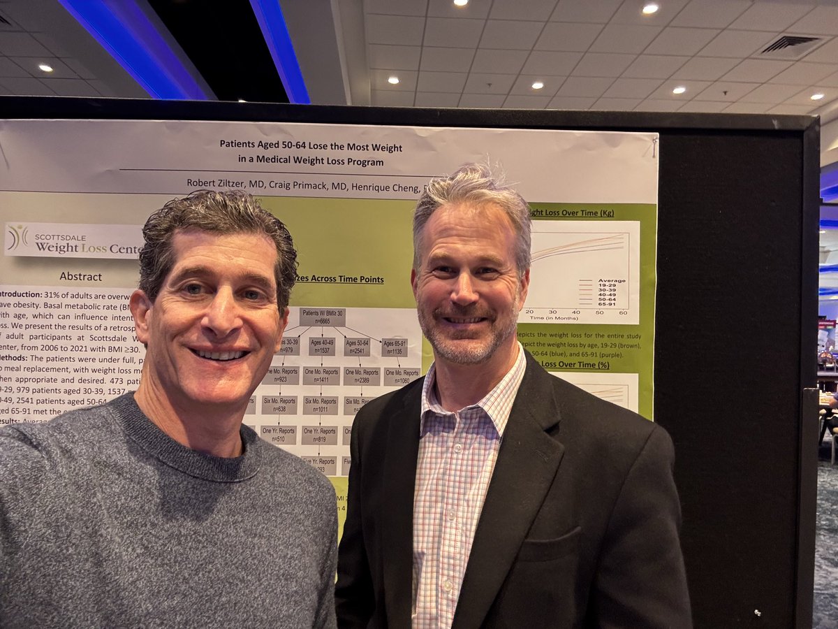 robziltzerMD's tweet photo. Proud to present our 3 studies in San Diego with @craigprimack @OMAsocial #ObesityMedicine #GLP1 #ozempic #mounjaro #Zepbound #wegovy #scottsdaleweightloss #Obesity #treatment works when individualized to the needs of each #patient. https://t.co/HYQT05pFQX