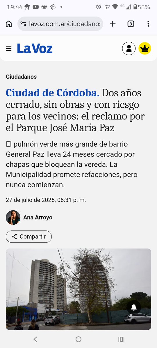 A mayo de 2025 llevaba 2 años cerrado y abandonado... era hora q laburaran un poco...
Cómo se nota q empezaron las campañas... la campaña de gobernador y la campaña de ayude a q Passerini no sea un pianta votos mayor aún‼️

Fuente: La Voz del Interior share.google/qo8jvwz5Dv8Eyx…