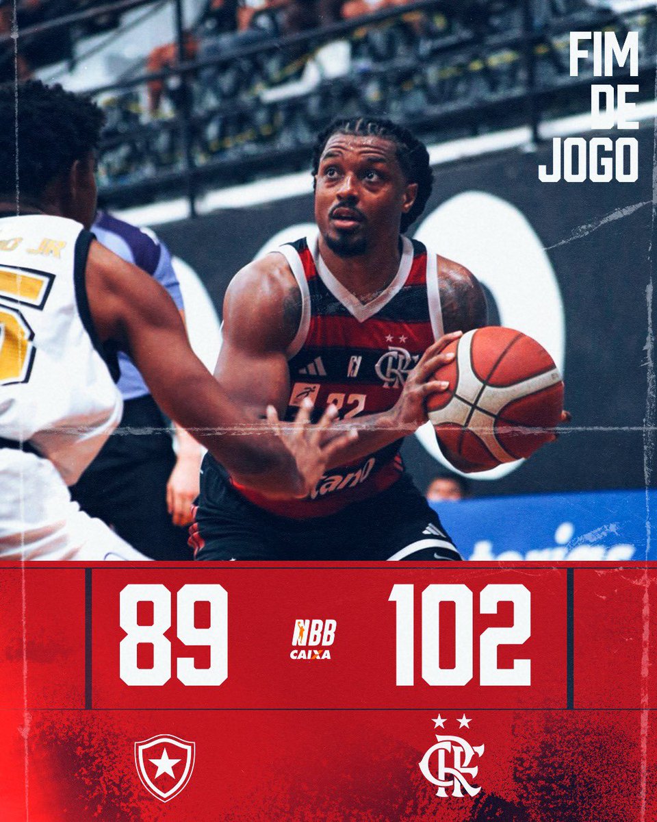 TimeFlamengo's tweet photo. FIMMMMMMMM DE JOGO EM GENERAL SEVERIANO! ✅😤

O #FlaBasquete atinge a pontuação centenária e vence o Botafogo por 102 a 89. Agora, o Mais Querido se prepara para enfrentar o Vasco, no Maracanãzinho, pela última rodada da fase classificatória do @NBB. VAMOS, FLAMENGO! https://t.co/kAR7tABDuo