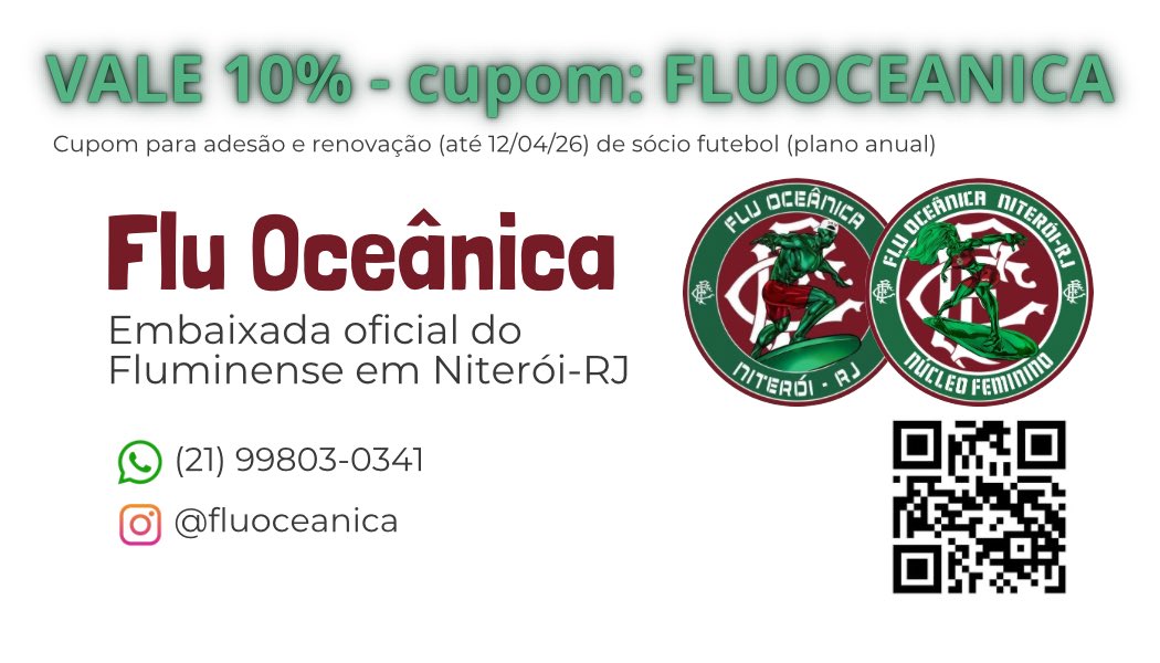 fluoceanica's tweet photo. VALE 10% de desconto no sócio futebol

Qualquer plano (anual)

*Cupom: FLUOCEANICA*

Cupom de RENOVAÇÃO válido somente ATÉ AMANHÃ  (12/04/2026)

Quem puder compartilhar estará ajudando muito a torcida a se fortalecer 🏄🏿‍♂️🏄🏻‍♀️🇭🇺 https://t.co/reyVmo12zg