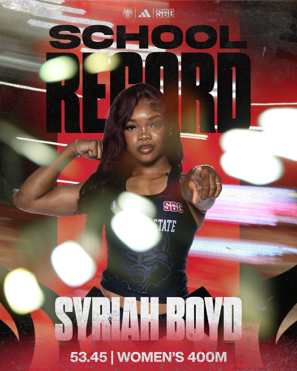 ASTATETRACK's tweet photo. Syriah sets the school record in the women's 400m with a time of 53.45 #WolvesUp https://t.co/vVKmJu6iGw