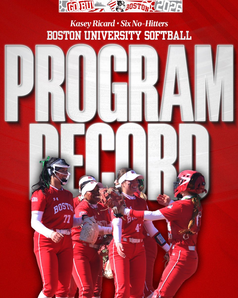TerrierSoftball's tweet photo. 👏 @kasey_ricard on setting another #BUSB record this afternoon with her sixth career no-hitter!
#GoBU #DawgsEat #NCAASoftball #TakesAVillage https://t.co/yZjjTGLOwg