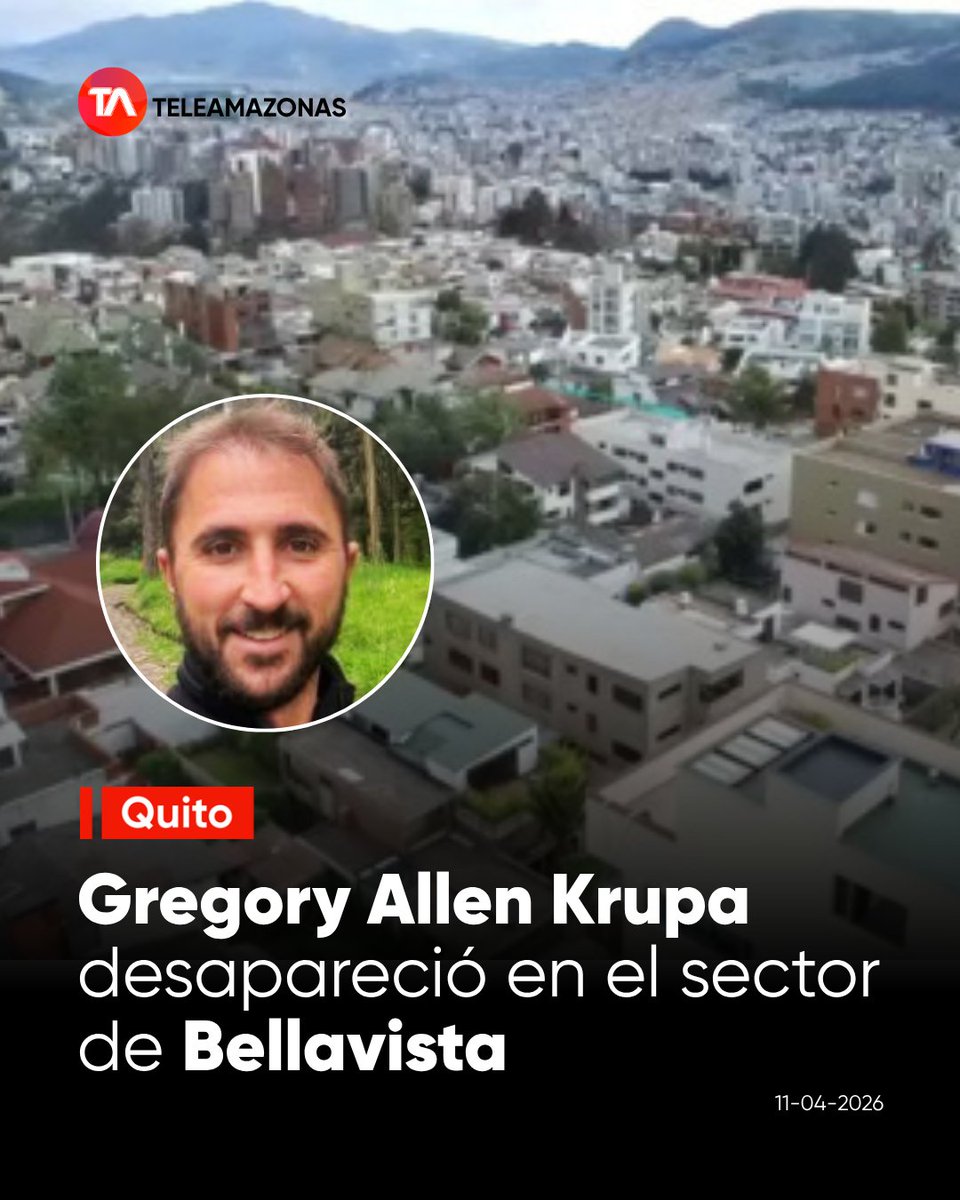 teleamazonasec's tweet image. #Quito | Gregory Allen Krupa desapareció el pasado 9 de abril en el sector Bellavista. Familiares y equipos de rescate intensifican las labores de búsqueda al norte de la ciudad. 

Revisa los detalles aquí: f.mtr.cool/dhscdqygbj