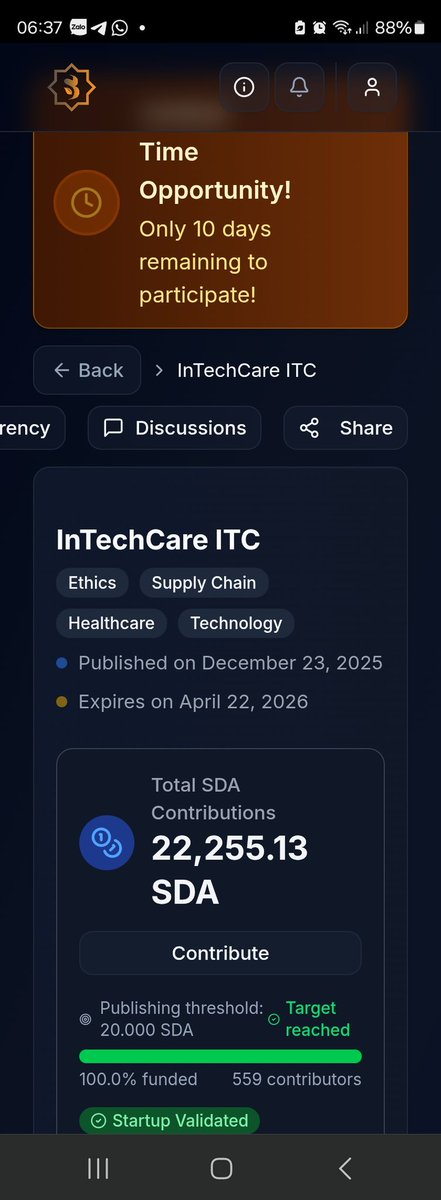 tampq1975's tweet photo. 🔥 *Only 10 Days Left: Innovate Your Halal Healthcare Supply Chain with InTachCare! 🌟*

Join a revolution in the healthcare industry with InTachCare – a Sharia-compliant healthcare supply chain project built on SidraChain. We deliver ethical, transparent, and efficient healthcare solutions, supporting biomedical devices, surgical instruments, medical supplies, advanced hospital systems, and humanitarian healthcare services.

With InTachCare:
- *Transparent Traceability*: Ensuring reliable sourcing
- *Sharia-Compliant Finance*: Supporting transparent and ethical financing
- *Efficient Connectivity*: Simplifying procurement and management processes
- *Humanitarian Impact*: Contributing to global health and well-being

👉 *Join us to shape the future of halal healthcare!*  🌍*

https://t.co/nPme5HdV3L

InTachCare - Where technology, healthcare, and ethics converge. 

@picoreteam @sidrachain @Sidraholding @SidraChain @SidraBank @Sidra @SidraFamily @SidraDex @BTC @maljefairi @Sidraholding @duocnun
@picoreteam @sidrachain @Sidraholding @SidraChain @SidraBank @Sidra @SidraFamily