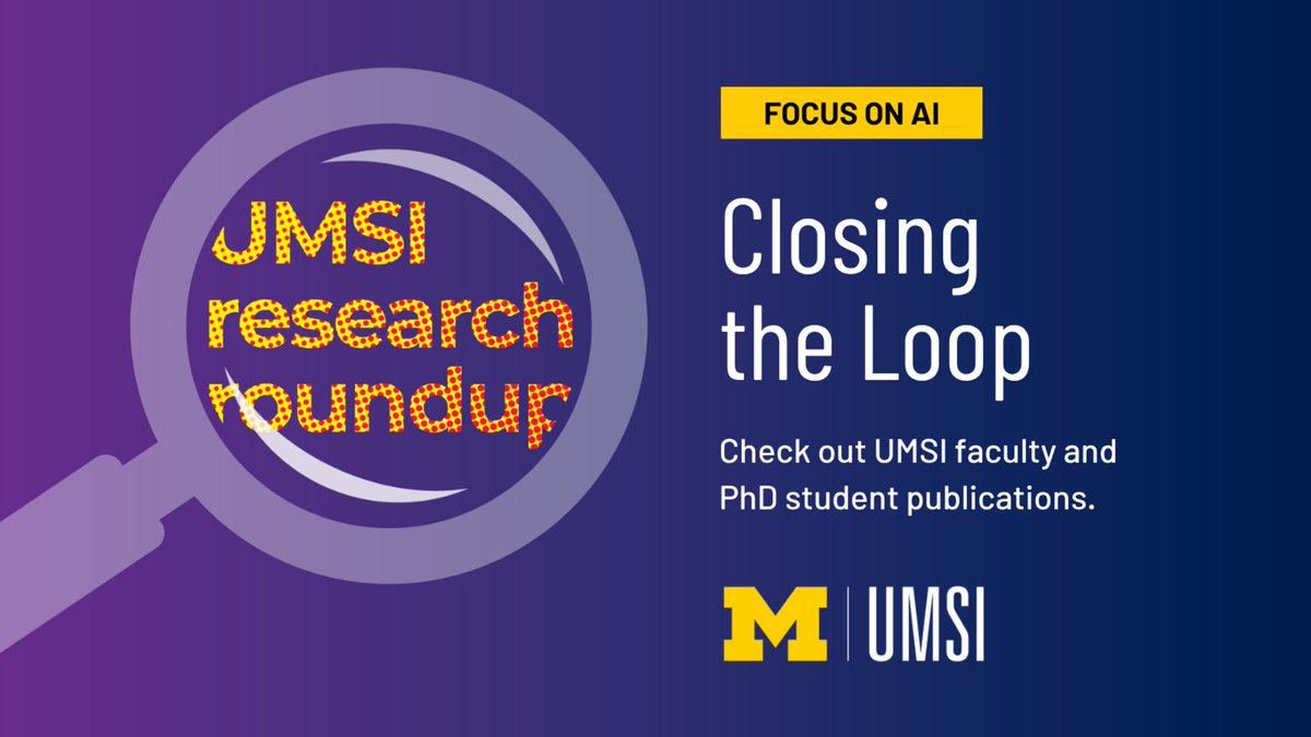 umsi's tweet image. UMSI faculty and PhD students are advancing the field of artificial intelligence through innovative research and impactful contributions. 
Explore some of their recent publications: myumi.ch/9pwzP

#GenAI #ResponsibleAI #HRI #EdTech