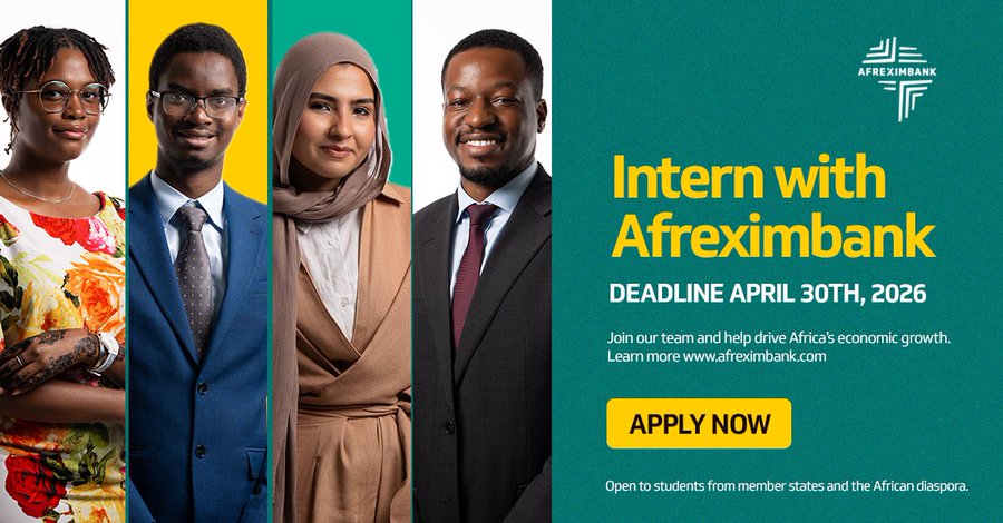 opportunitiesfy's tweet image. 💼 Afreximbank Internship 2026
💰 $1000/month
 🏠Housing support
 ✈️Travel covered
📍 Cairo, Egypt
📅 Deadline: April 30, 2026
🔗 Apply: wp.me/p23f03-dJC
💡 Tip: Strong SOP wins!
#Internship #Africa
