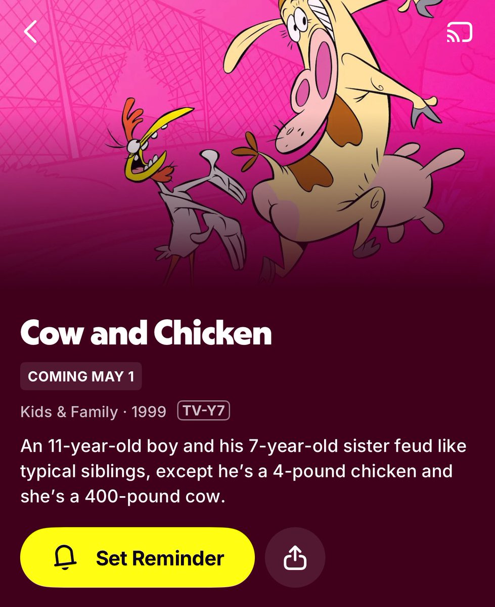 The following cartoon shows owned by Warner Bros. are coming to Tubi on May 1, 2026:

*The Addams Family (1973 animated series) 
*Cow &amp; Chicken
*Static Shock 
*The Grim Adventures of Billy &amp; Mandy
*Evil Con Carne