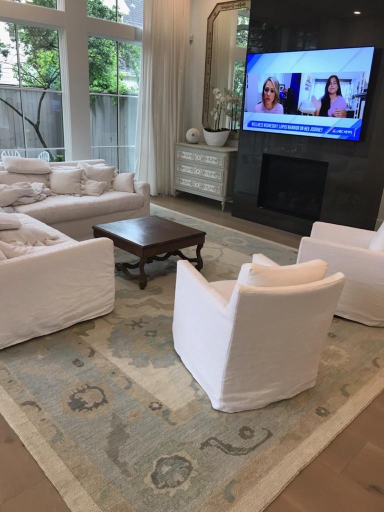 Handwoven wool rug in PALE BLUE, CREAM, and soft GRAY with a faded, easy pattern. Quiet and relaxed, it blends right into a light living room.
 #TurkishRugCo #OrientalRugs #DesignerRugs #HandKnottedRugs #OneOfAKindRugs #TurkishRugs #OushakRugs #Turkishrugcoatlanta