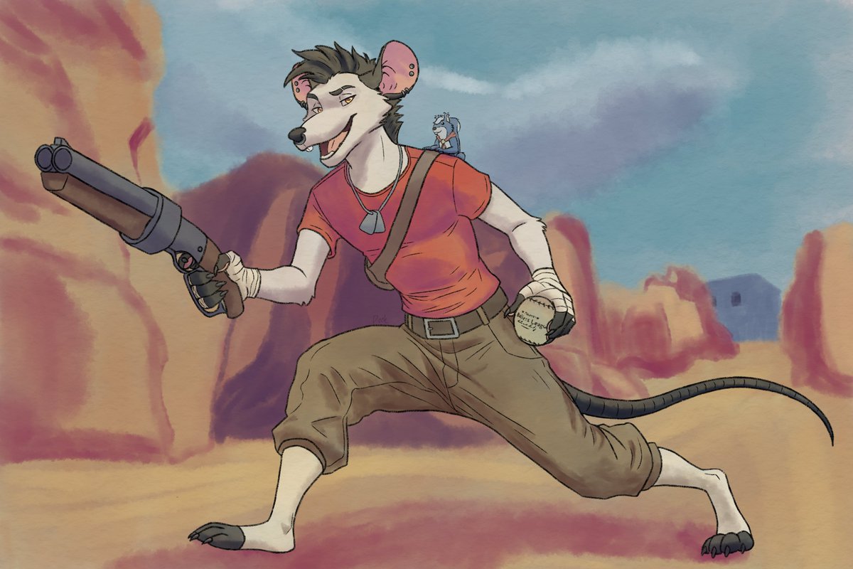 My Sona as Scout from TF2. I'm sadly not so good with watercolors. 😅

#furryartist #furryarwork #art #furry #rat #originalcharacterart #tf2 #teamfortress #watercolor