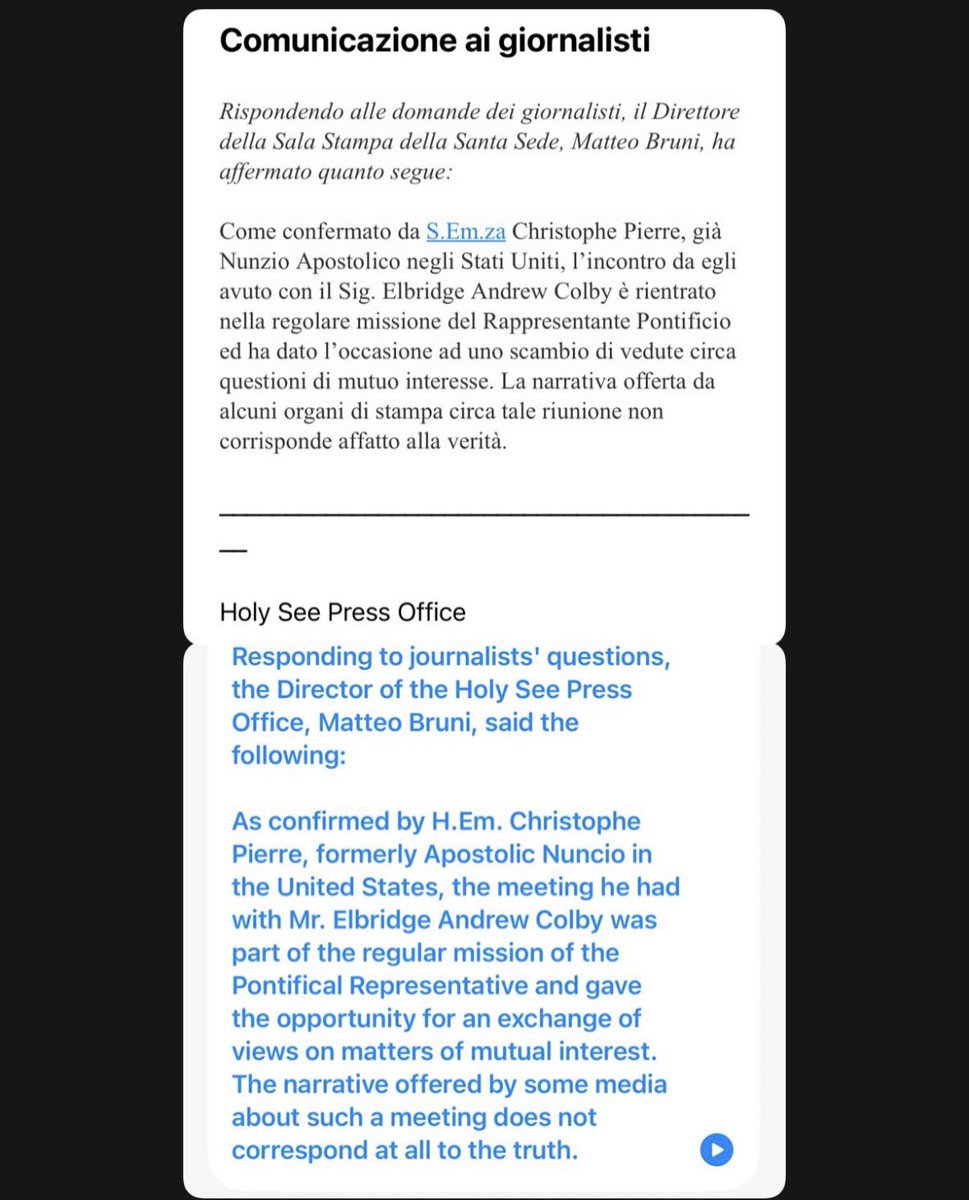 shuber86's tweet photo. @tominwindsor @HuberJB The Vatican press office shared this yesterday as well. https://t.co/42BKK1FxAB