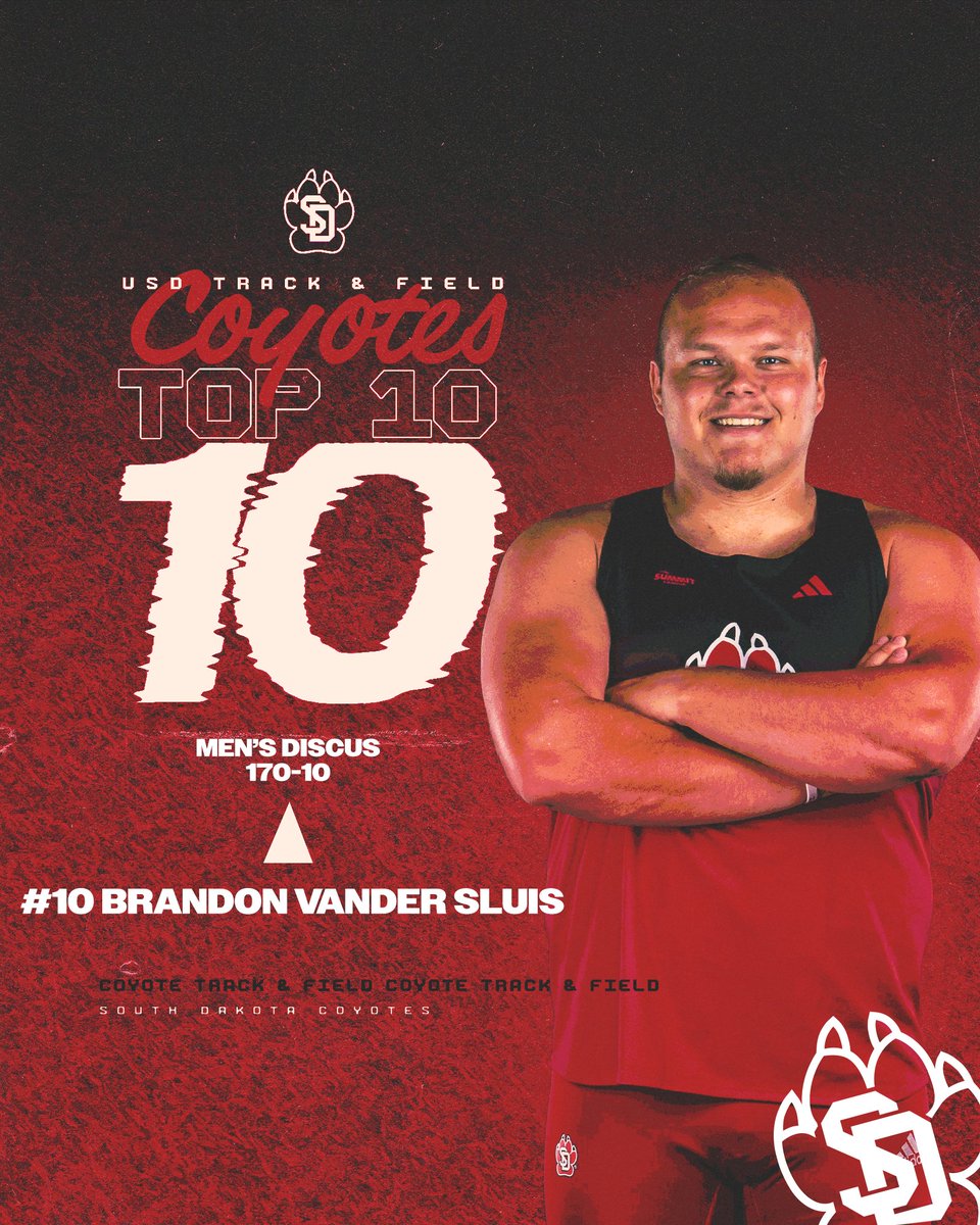 SDCoyotesXCTF's tweet photo. Not 1, but 2 PRs for Brandon this weekend in Sioux City!

He is now fourth on the shot put top 10 and 10th on the discus top 10.

#GoYotes https://t.co/y0AJVvl76e