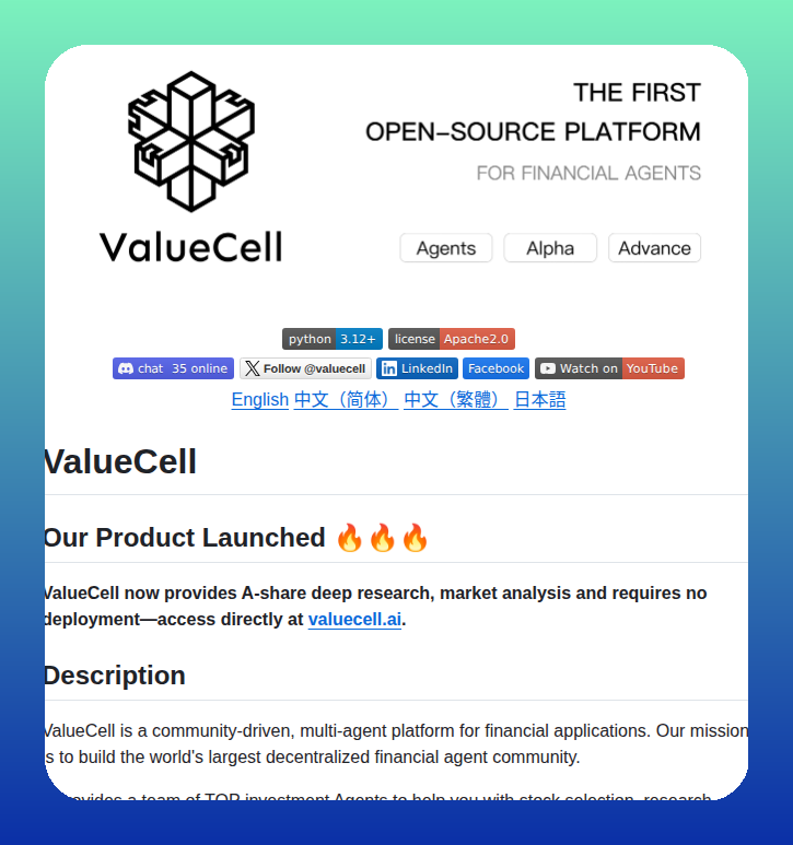 tom_doerr's tweet image. Open-source platform for financial agents

github.com/ValueCell-ai/v…