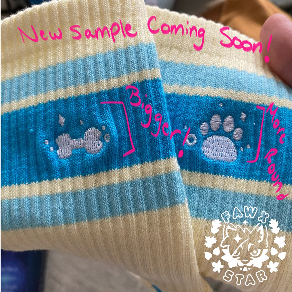 SOCKS ARE AVAILABLE! Choice of blue OR PINK!
Let’s push to get that pink sweater unlocked!! 
Link in my pinned post!