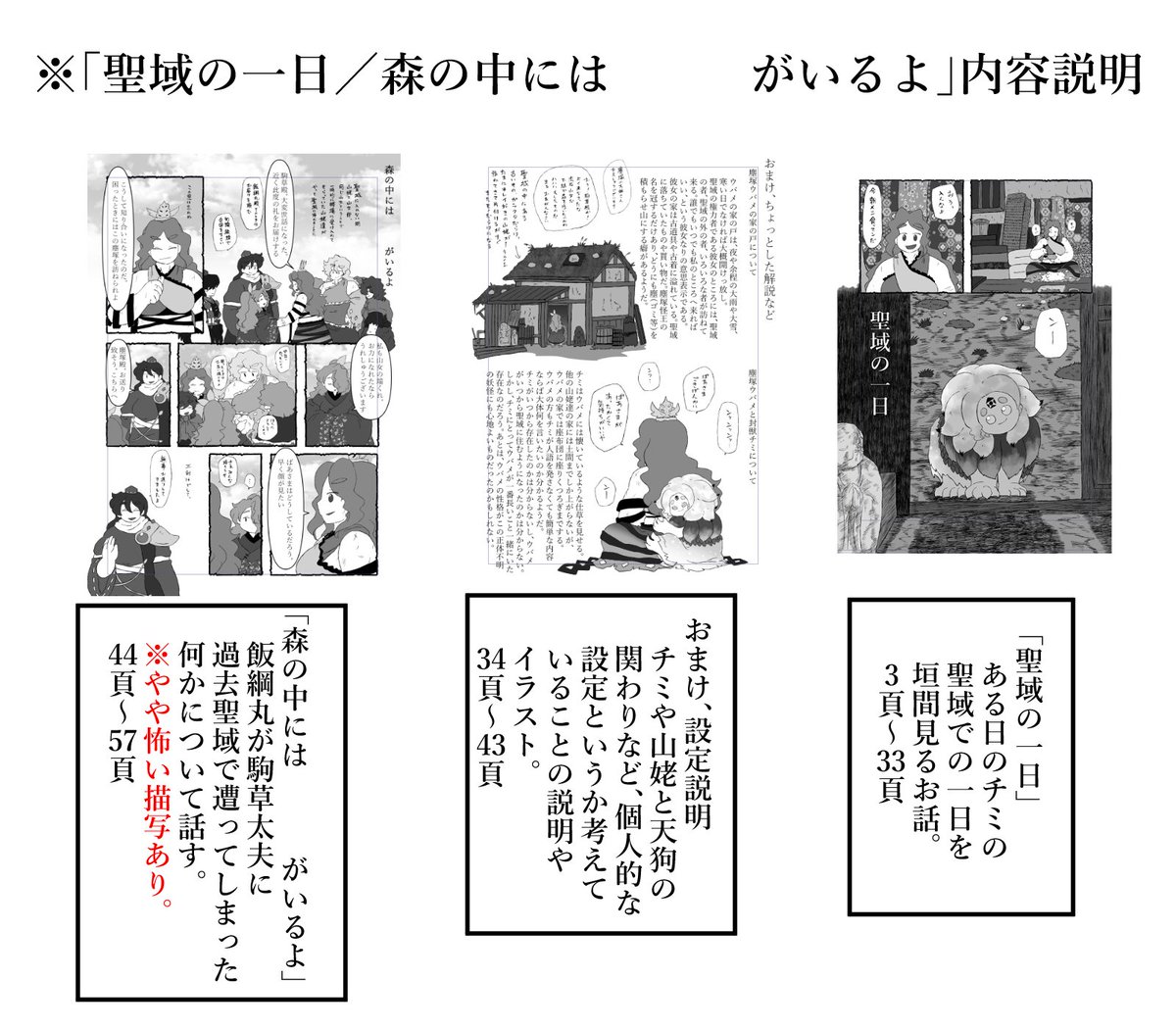 例大祭の新刊、少しでも怖いのが苦手なひとのために丁寧な説明をしようと頑張っている。 