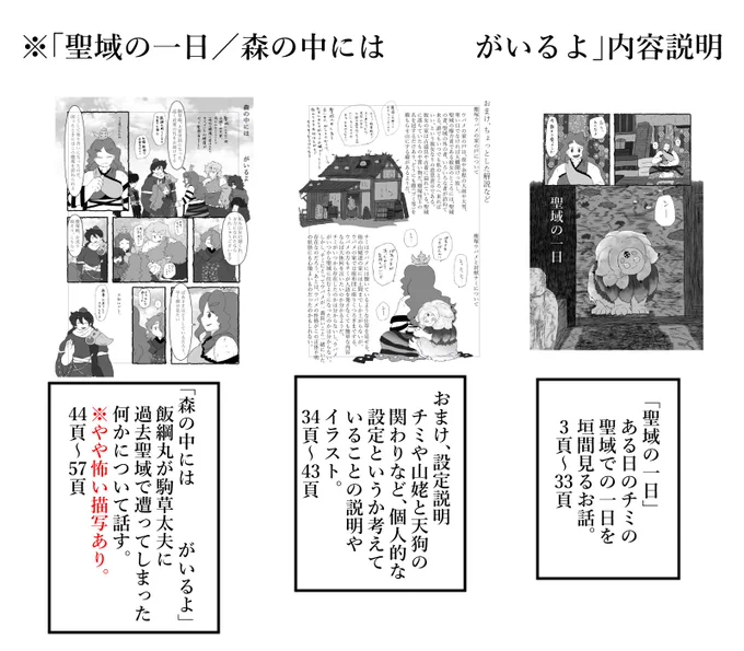 例大祭の新刊、少しでも怖いのが苦手なひとのために丁寧な説明をしようと頑張っている。 