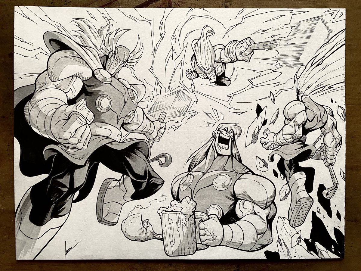 colorreaper's tweet image. ⚡️God of Thunder⚡️

11x17, black and white commission.

#thor #marvel