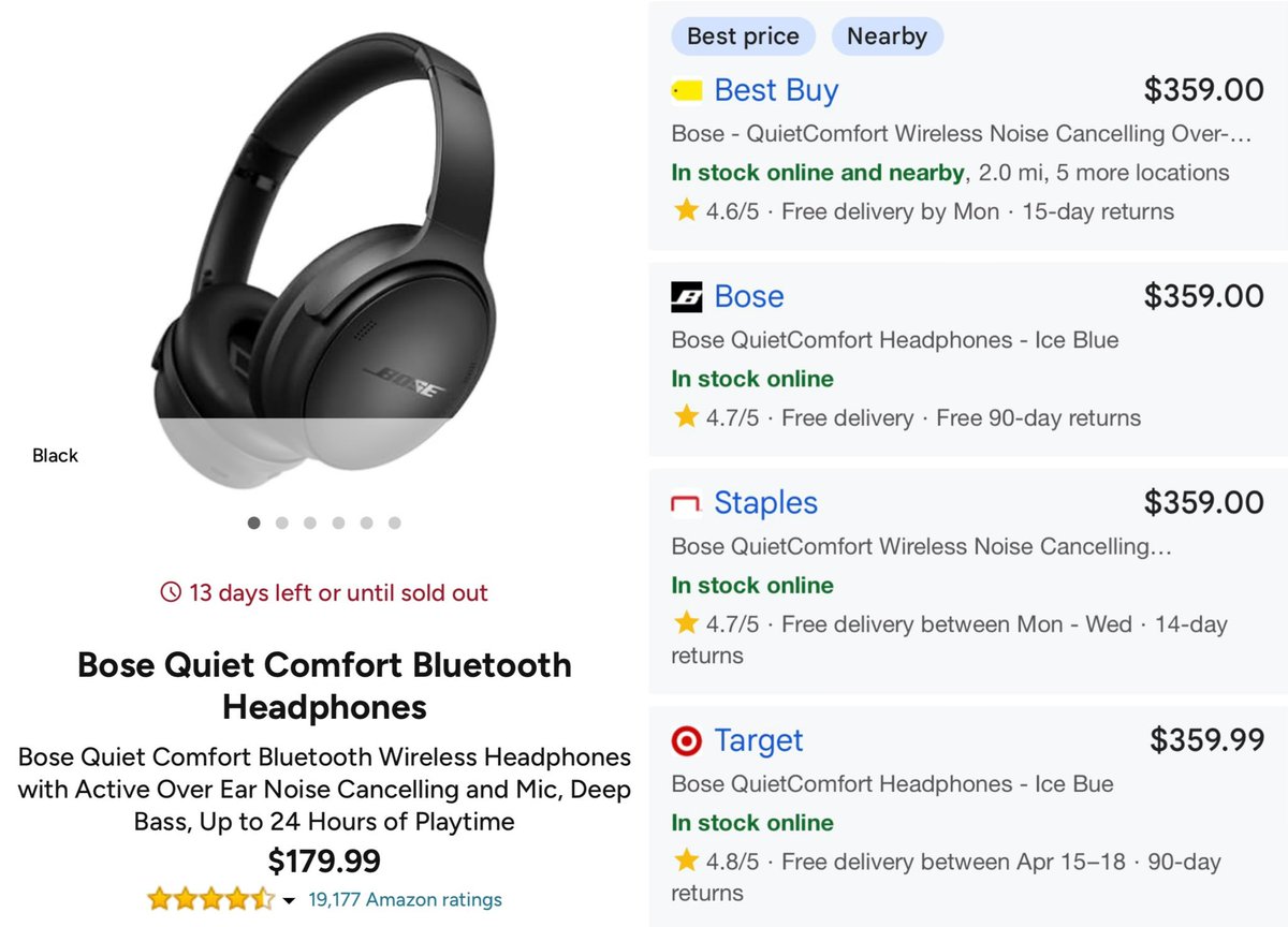 GlitchedDeals's tweet image. $180 OFF BOSE BLUETOOTH HEADPHONES

These ANC wireless headphones are now $180 brand new at Woot in all colors

Same model is selling for $360 at retailers like official Bose store

Ships free for Amazon Prime members + 90-day warranty included

mavely.app.link/6MWn2JIrg2b #ad