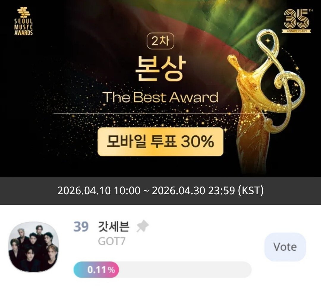 got7_warriors's tweet photo. 🗳️35th (SMA) Seoul Music Awards

Ahgases, 2nd round voting for 35th SEOUL MUSIC AWARDS is up!
Vote for GOT7! 

BEST AWARD
https://t.co/p1imiuvtmo

POPULARITY AWARD
https://t.co/TUh1ufAhAN
KWAVE AWARD
https://t.co/m6qL6Arzax
KPOP WORLD CHOICE
https://t.co/k7SrghX7p4

#GOT7 #갓세븐 https://t.co/0o0TxobMvD
