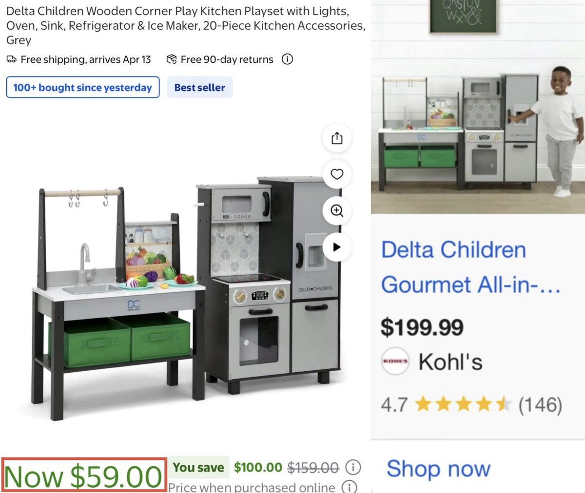 glitchaddicts's tweet image. $200 KITCHEN PLAY TOYSET FOR $59 

Walmart dropped another kitchen set that’s priced $200 at other retailers like kohls 

Available in two colors, free shipping included

mavely.app.link/yyq9VSRrg2b #ad
