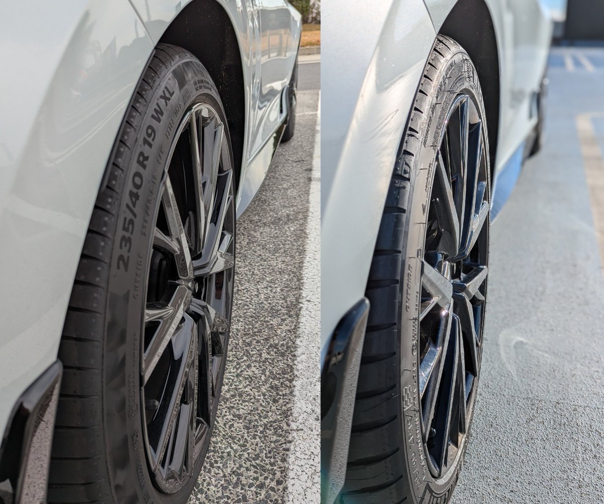 Masa_Prelude's tweet image. 僕のプレリュードのタイヤは右側です。
左側はノーマル状態。

最近のクルマはノーマルで引っ張り状態のタイヤが多いように思います。
やはり何かメリットがあってそうなっているのでしょうか？

サイドが寝ている方が乗り心地は柔らかくなりそう
が見た目からの印象です。

#プレリュード #BF1