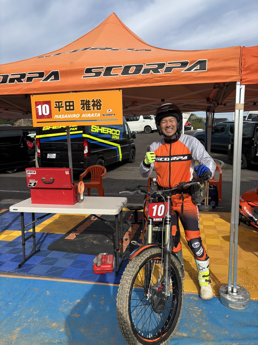 sherco_japan's tweet photo. いよいよ愛知・キョウセイドライバーランドで2026 全日本トライアルが開幕🔥
Sherco &amp; Scorpa Japanチーム、準備は万全です。練習の成果とマシンの力を信じ、チーム一丸で勝利を掴みに行きます！
まずはIA組がスタート!
熱い応援よろしくお願いします！🙌
#sherco_racing_factory
#Scorpa
#MOTUL
#MFJ https://t.co/uV8lxc533t