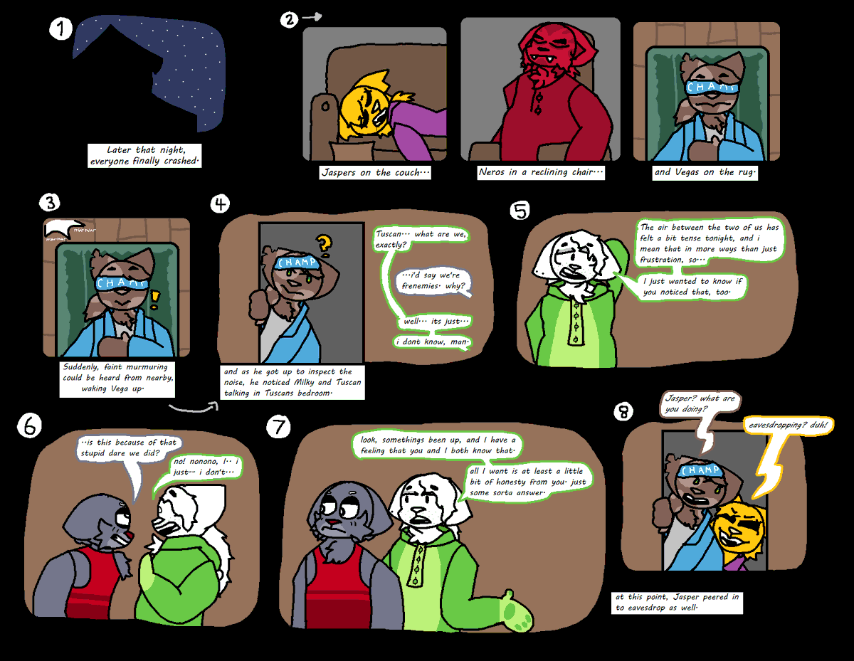 Ulitian Collective - Together for the Night (Part 3-1)

TWO U.C. comics? back to back?? oh my lord, this can't be right!
Anyhow, here's subpart 1 of part 3! this time, things shift a little as Milky and Tuscan talk about what their dynamic could be.

#ulitiancollective #milkyq