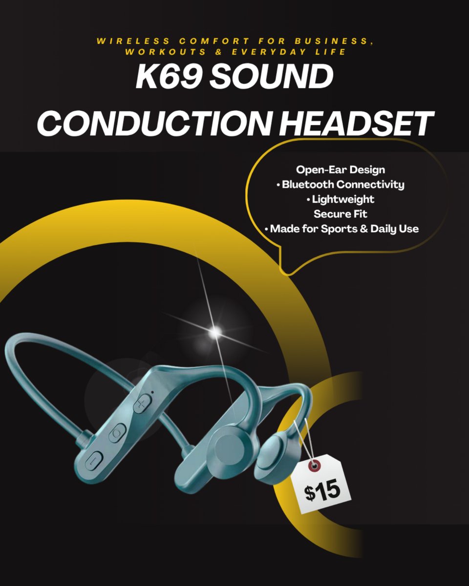 bcbargainboyz's tweet image. Experience comfort and quality with the K69: open-ear design, Bluetooth, lightweight, perfect for work, workouts, and daily use, all at $15. #TechGear #ActiveLife #Bluetooth