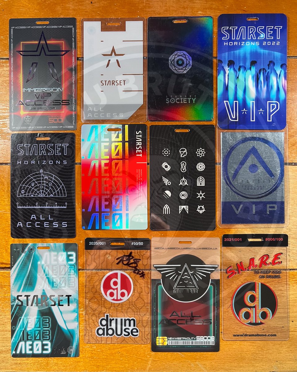 LouBrutus's tweet photo. STARSET! As we celebrate the birthday of Ron DeChant of @StarsetOnline, here's a sample of the band's passes I've kept thru the years. Am I the only one who saves all this kinda stuff or are there others? #STARSET https://t.co/7AURhXFWwl
