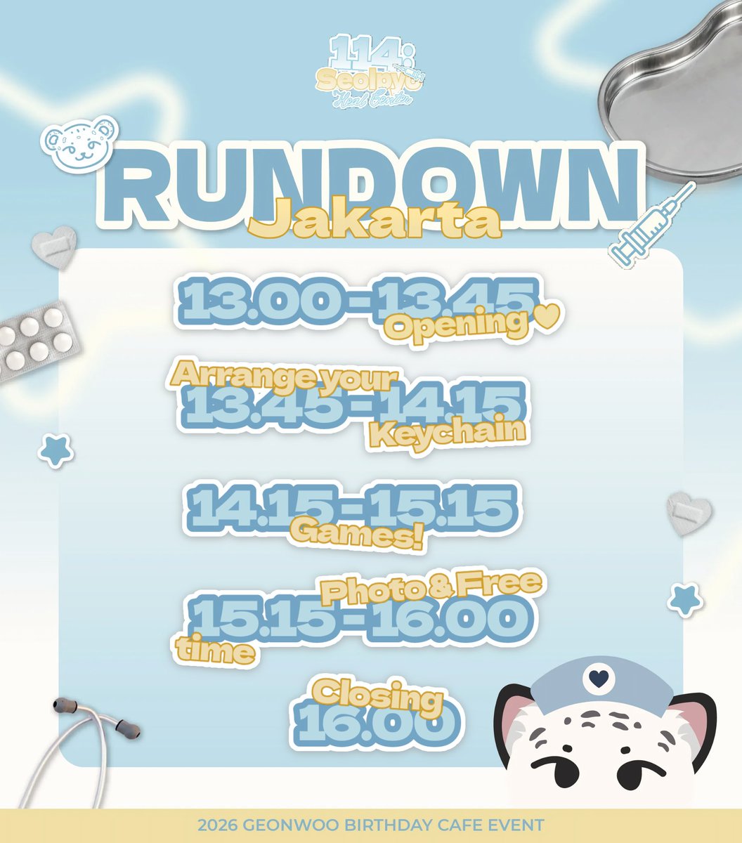 1104project's tweet photo. 📞𝟭𝟭𝟰: 𝗦𝗲𝗼𝗹𝗽𝘆𝗼 𝗛𝗲𝗮𝗹 𝗖𝗲𝗻𝘁𝗲𝗿 ༘⋆: RUNDOWN.

Are you ready? Make sure to arrive on time, so you won't miss anything here 🎐

#114CareCenterCalling #GEONWOO #건우 https://t.co/k0kmbExHf3