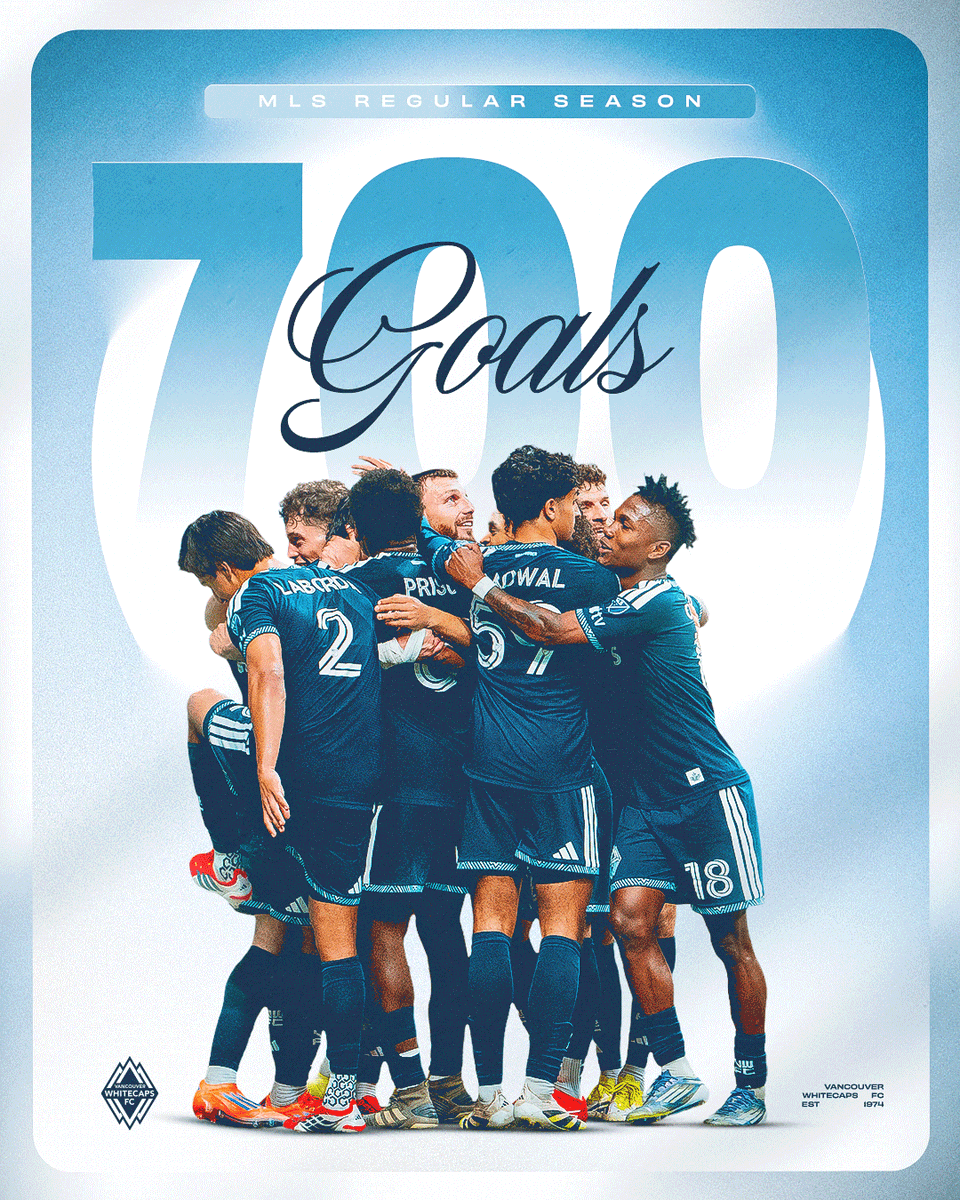WhitecapsFC's tweet photo. 700 AND COUNTING 😤📈

Vancouver Whitecaps FC has now scored 700 goals within the MLS Regular Season 🎉

#VWFC | #VANvNYCFC https://t.co/dp5IBbBW3K
