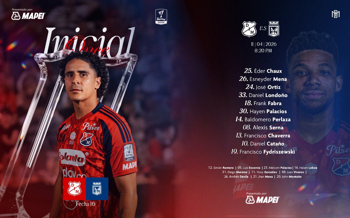 sebastiansport0's tweet image. [🔴🔵] La nómina del Poderoso para esta noche de Liga en el Atanasio 
Presentada por Mapei

📷 @DIM_Oficial 

#Nominas #Medellin #Encasa #Local #Poderoso #Colombia #Winplay #Winsports #Hinchada #barras