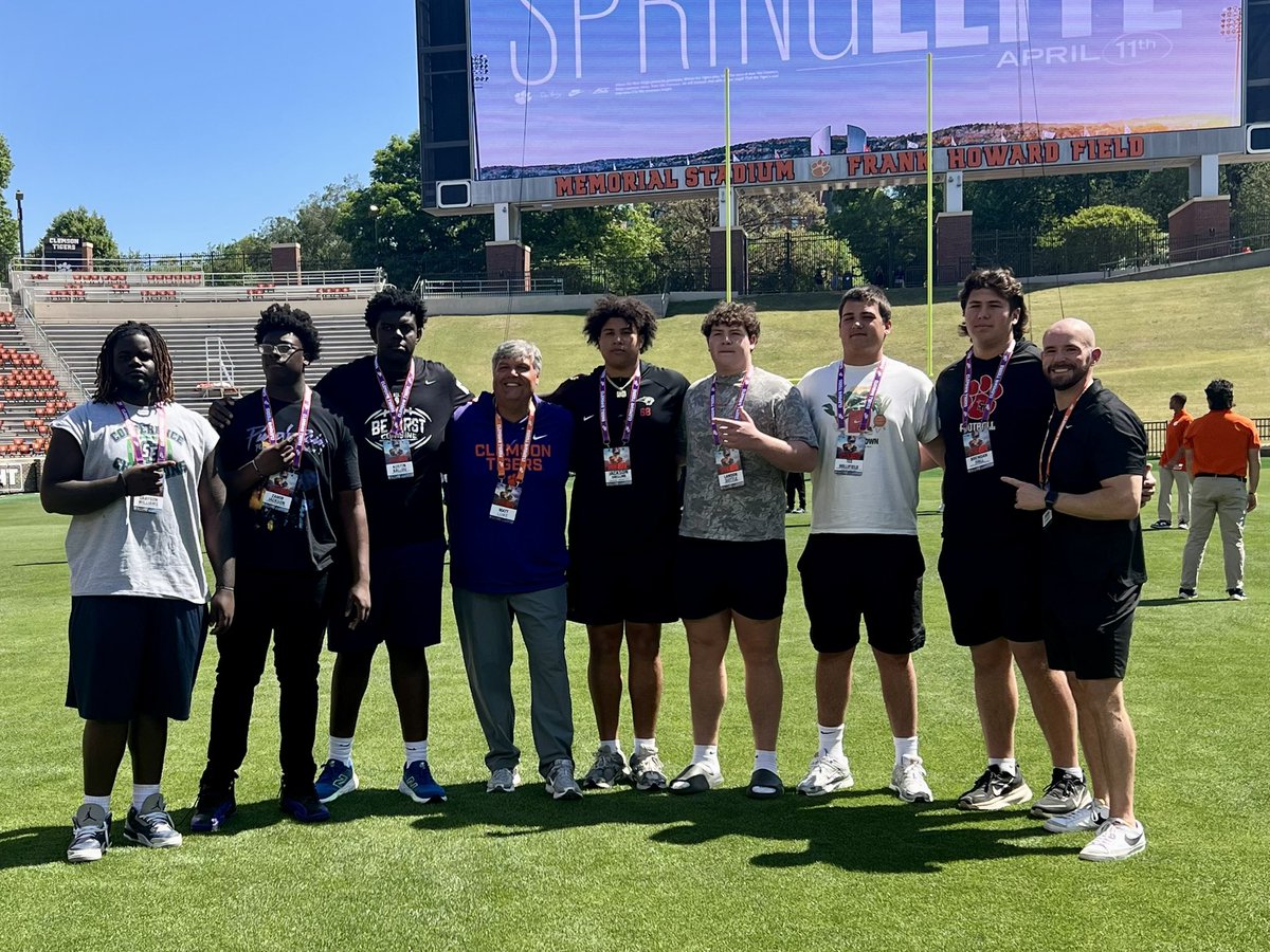 Had an absolute blast at <a href="/ClemsonFB/">Clemson Football</a> spring elite day! Thank Clemson staff  for the hospitality! 

<a href="/CoachJEvans12/">Joe Evans</a> 
<a href="/jwalverson/">jay alverson</a> 
<a href="/nickgozlan/">Nick Gozlan</a> 
<a href="/CoachGalloway7/">Lonnie Galloway</a> 
<a href="/CoachMattLuke/">Matt Luke</a> 
<a href="/carson_cramer/">Carson Cramer</a> 
<a href="/SpaceCoachOL/">Coach Space</a> 
<a href="/finisholacademy/">FinishOLAcademy</a>