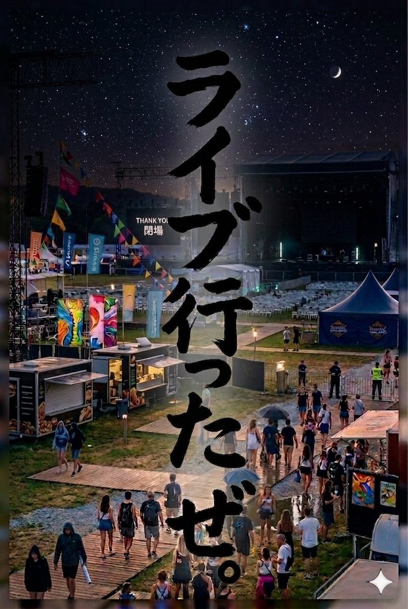 #ライブ行こうぜ
 本編から生まれた曲が
後夜祭として #タイムカプセル
として未来へ響きますように😊
公開と受付始めました。

オレは本編の歓声で喉壊れてるしw
SUNOの限界値の歌3連発から
始まってますw

suno.com/s/V7rNcazEMIw8…
