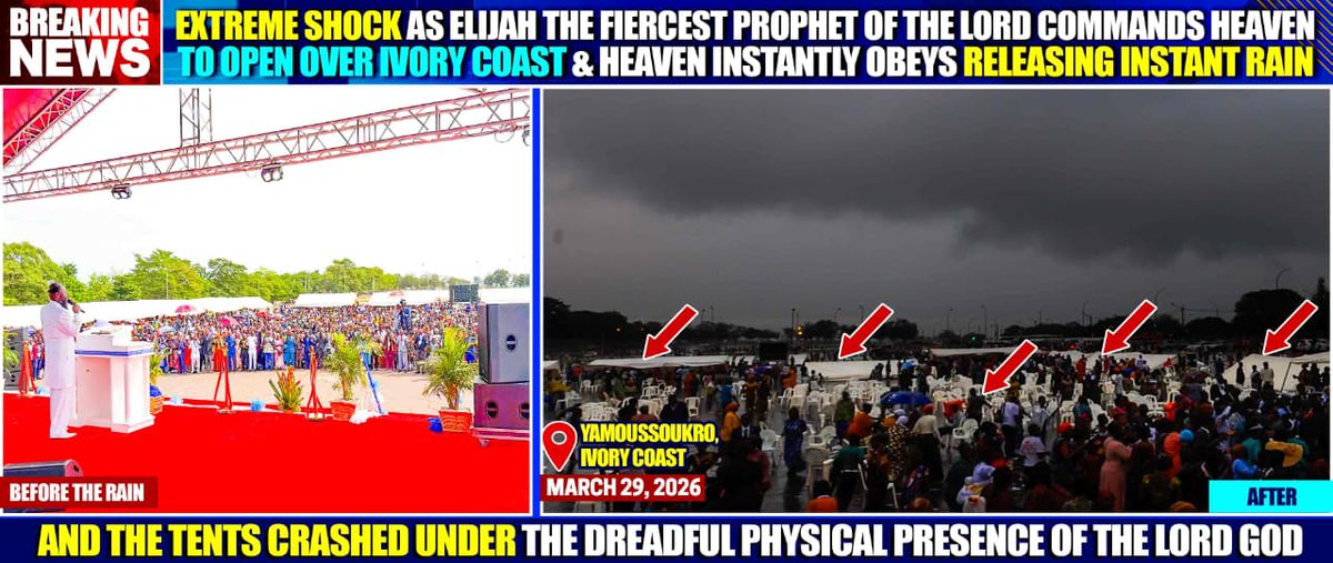 Kisiiunive4758's tweet photo. The Lord visited Ivory coast in a mighty biblical way, obeying the words of his servant, Elijah. #MajesticVisitation https://t.co/i66uooYUZm