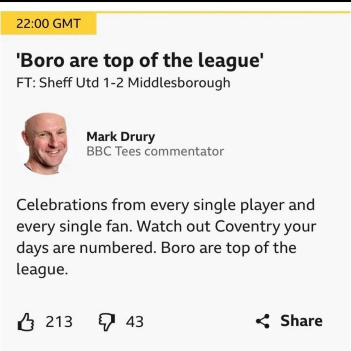 dannyswhite's tweet image. 2 wins in 11
0 wins in 6
No home win since January 
1st to 4th and counting in months 
2nd from bottom form guide last 6

This Boro downfall needs studying and a book released on it

Winning the league at Sheffield United then losing to Cov the longest chapters

#BORO #Hellball