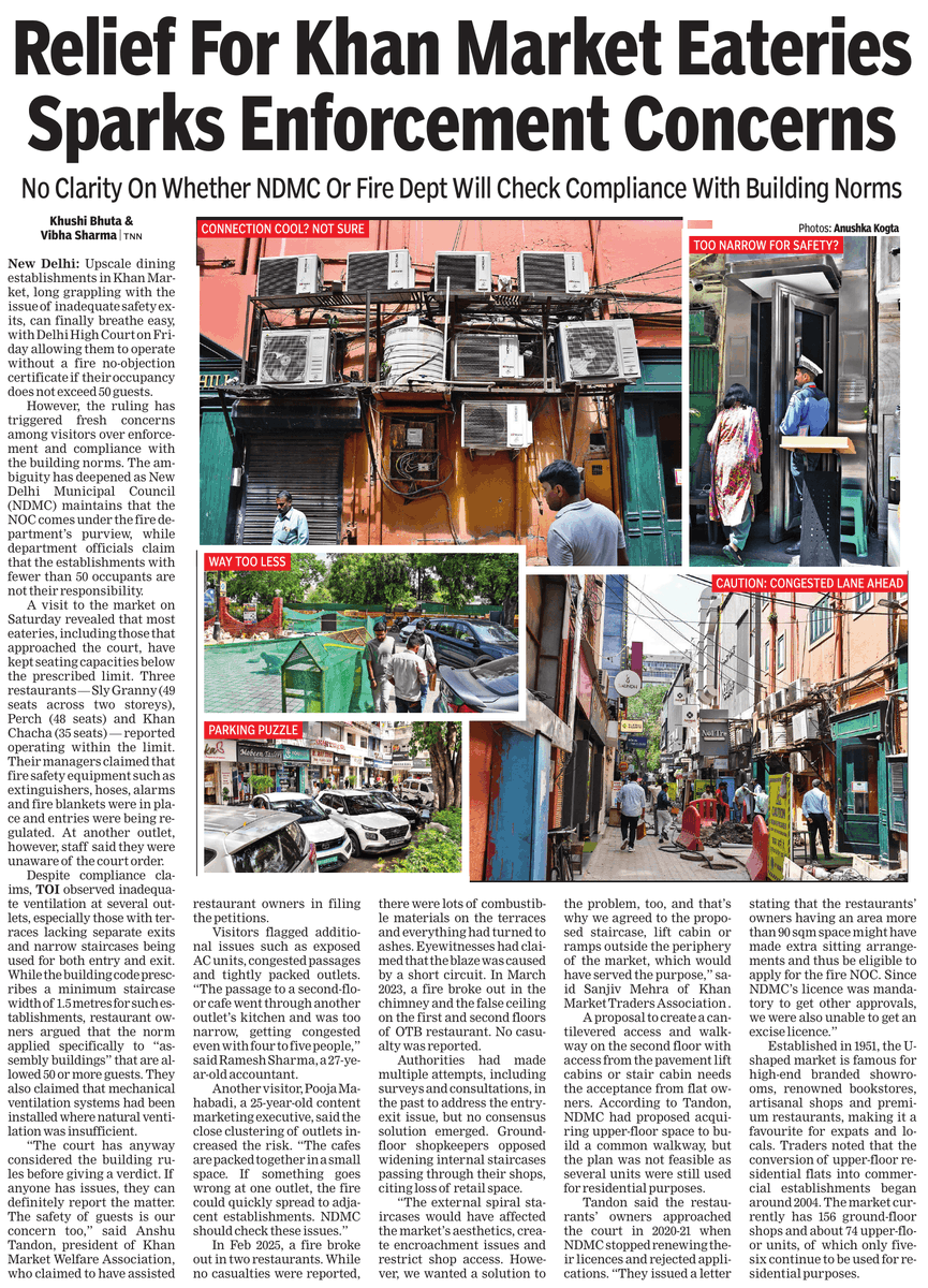 khushi_bhuta's tweet image. Relief for Khan Market eateries after HC nod, but questions over safety enforcement remain. @journo_vibha @TOIDelhi @timesofindia 

📸 by @11anushkakogta 

#KhanMarket #Delhi #FireSafety #DelhiFire