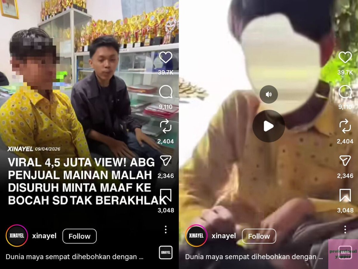 orgtua jaman skrg klo gk bisa didik anak yg bener gk usah beranak tolong! anak lu nih tunjukkin jari tengah ke kamera trs dihalang sm abang mainan dan ditagih hutangnya sm abangnya malah abangnya dihajar. krn terlalu viral abangnya jg yg hrs minta maaf 😡 yap!