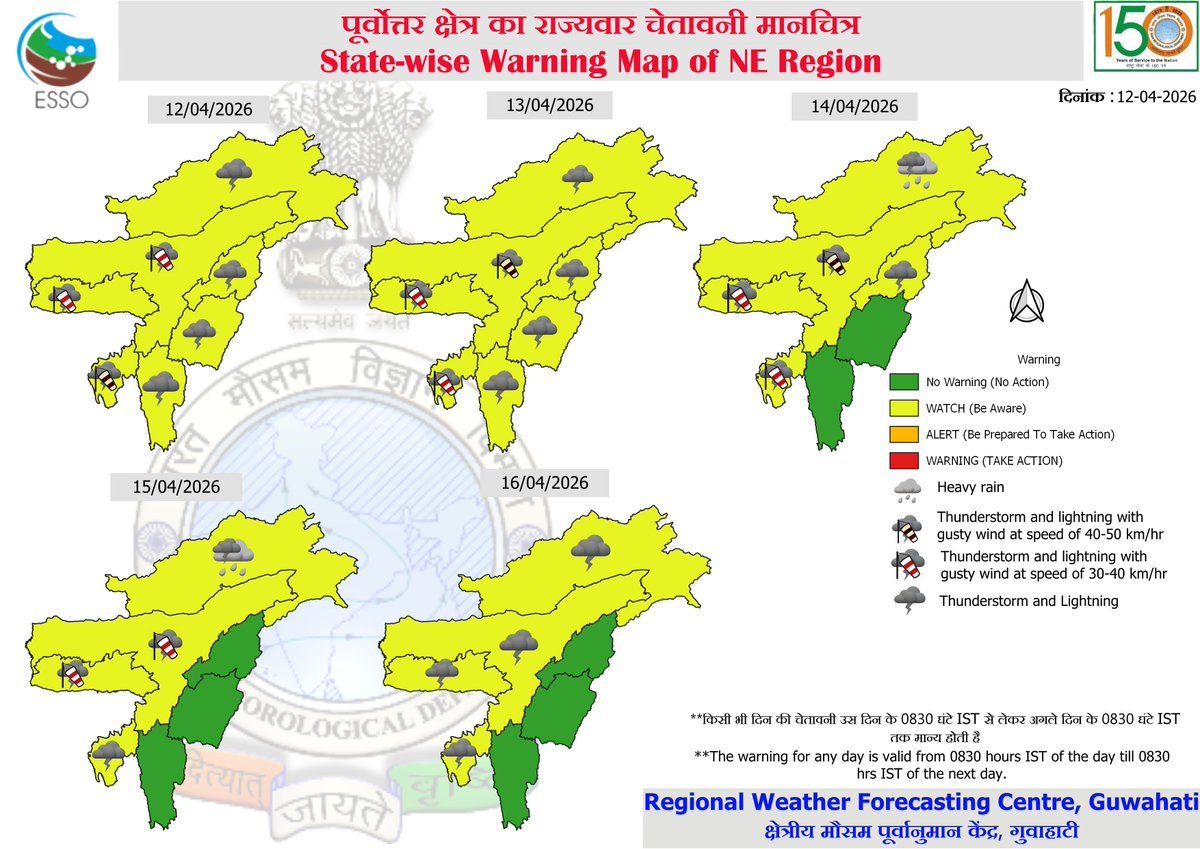 State-wise Forecast &amp; Warning for NE states dtd. 12.04.2026