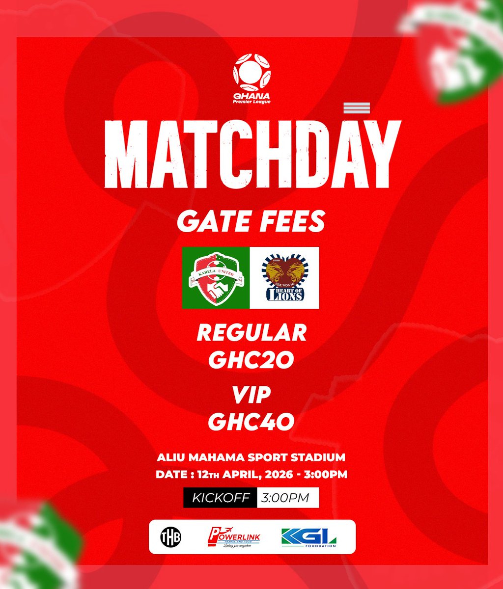 KarelaUtd_FC's tweet photo. Looking forward to keeping a strong home performance against Hearts of Lions! However, we can only achieve this with your support.
Match Day is here and we look forward to seeing you at the Aliu Mahama Sports Stadium.
#KarelaUnited
#GhanaPremierLeague
#MatchDay
#KGLSUPPORT https://t.co/Exu2qfIMC2
