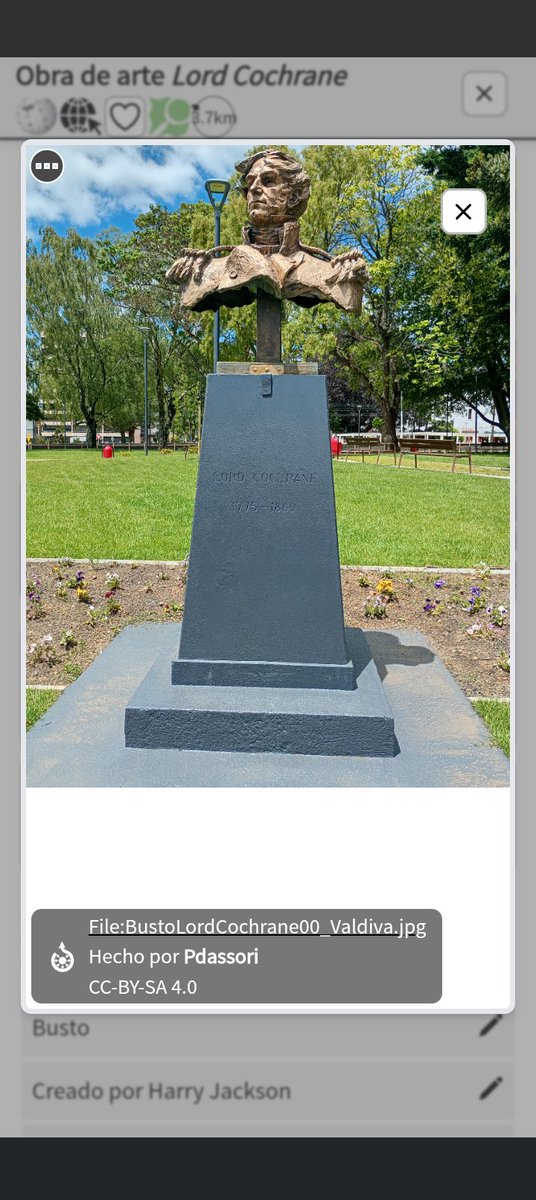 pauldassoria's tweet photo. @openmapchile Con la app #MapComplete tema Obras de arte. Busto de #LordCochrane en #Valdivia 🇨🇱 https://t.co/8TgIbgzFa6