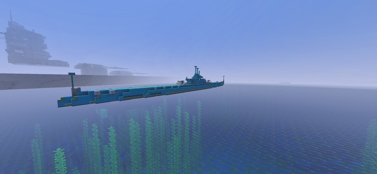 haiso_hei's tweet image. 白銀海軍　潜水艦

#minecraft軍事部　#minecraftbuilding #マイクラ建築