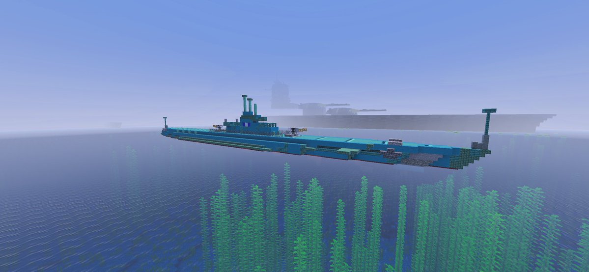 haiso_hei's tweet image. 白銀海軍　潜水艦

#minecraft軍事部　#minecraftbuilding #マイクラ建築