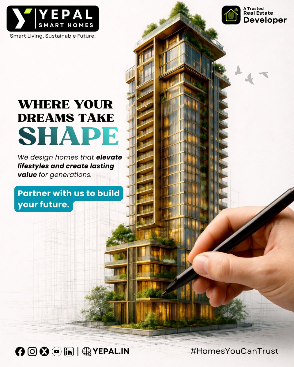 SANJEEVKUMARYSH's tweet image. 🏠 Where your dreams take SHAPE.

#YepalSmartHomes #YepalHomes #JointVenture #JVProjects #LandDevelopment
#PropertyDevelopment #PuneRealEstate #PCMC #PuneBuilder #RealEstateIndia
#Landowners #RealEstateInvestment #SmartLiving #SustainableHomes #FutureReadyHomes
#UrbanDevelopment